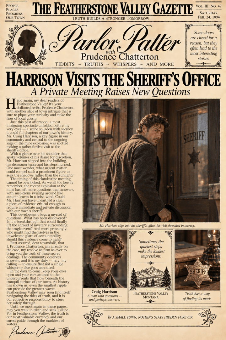 Secrets and Sheriff’s Visits: Mr. Harrison’s Mysterious Encounter (#18 ~ Parlor&nbsp;Patter)