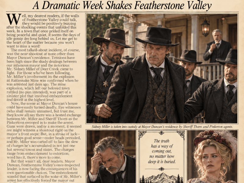 A Near Shootout, An Arrest, and a Fallen Mayor: Featherstone Valley’s Most Scandalous Week Yet! (#22 ~ Parlor&nbsp;Patter)