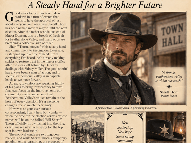 Featherstone Valley’s New Mayor: Sheriff Thorn Takes the Helm (#23 ~ Parlor&nbsp;Patter)