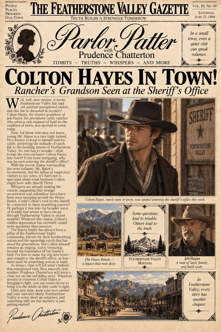 The Mysterious Colton Hayes: What Brings Him to Town—and to the Sheriff’s Office? (Parlor Patter&nbsp;#30)